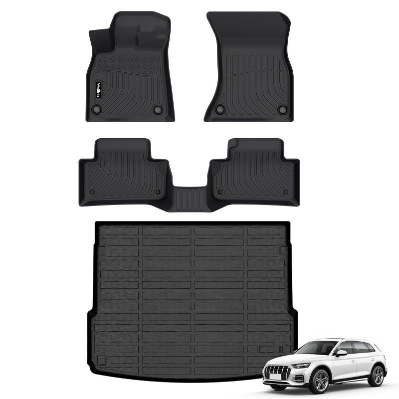 Wailtnb Car Floor Mats  Cargo Trunk Liners Custom Fit Audi Q5  SQ5 20242018 All Weather Floor Mats for Audi Q5 SQ5 TPE Durable Floor Liners Accessories for Q5 20182024
